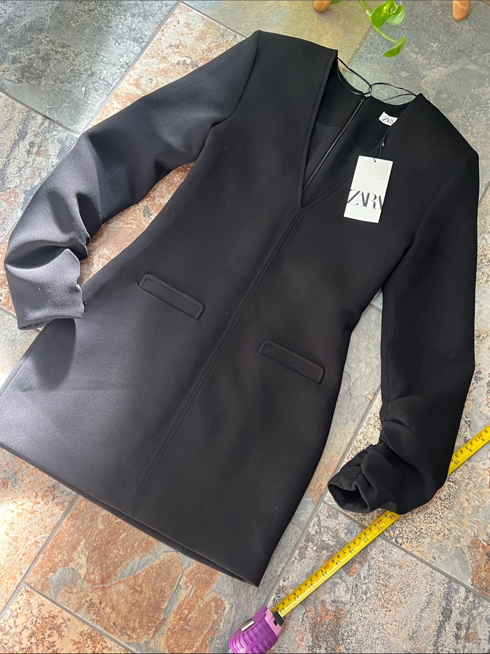 ZARA Black mini  V-Neck dress Coat